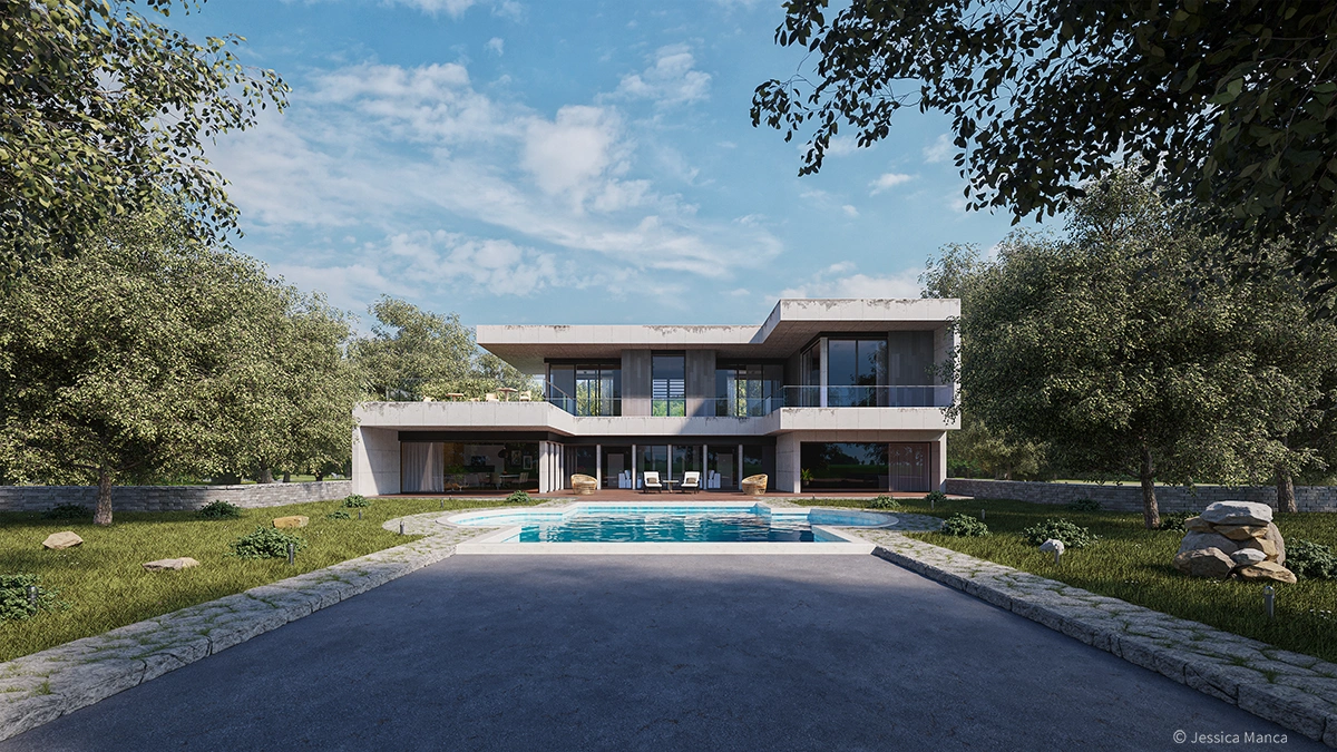 Rendering del progetto Spazi abitativi nella natura - vista 5
