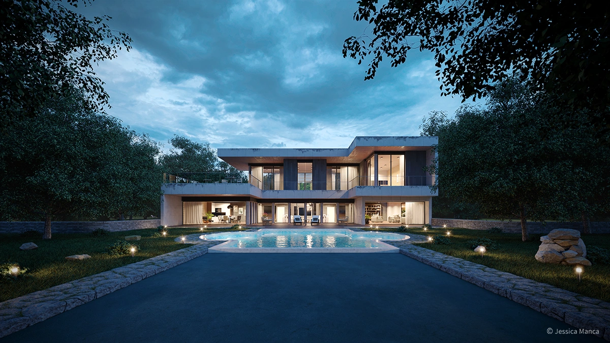 Rendering del progetto Spazi abitativi nella natura - vista 6